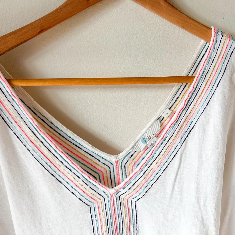 Boden Eloise Jersey Kaftan Tunic Beach Coverup Cotton Boho White Colorful Small - Picture 13 of 16